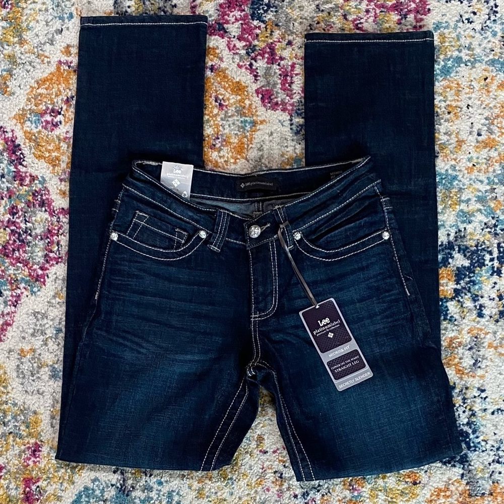 NWT Lee Platinum Label Mid-Rise Fit Straight Leg Stretch Jean Size 6L
